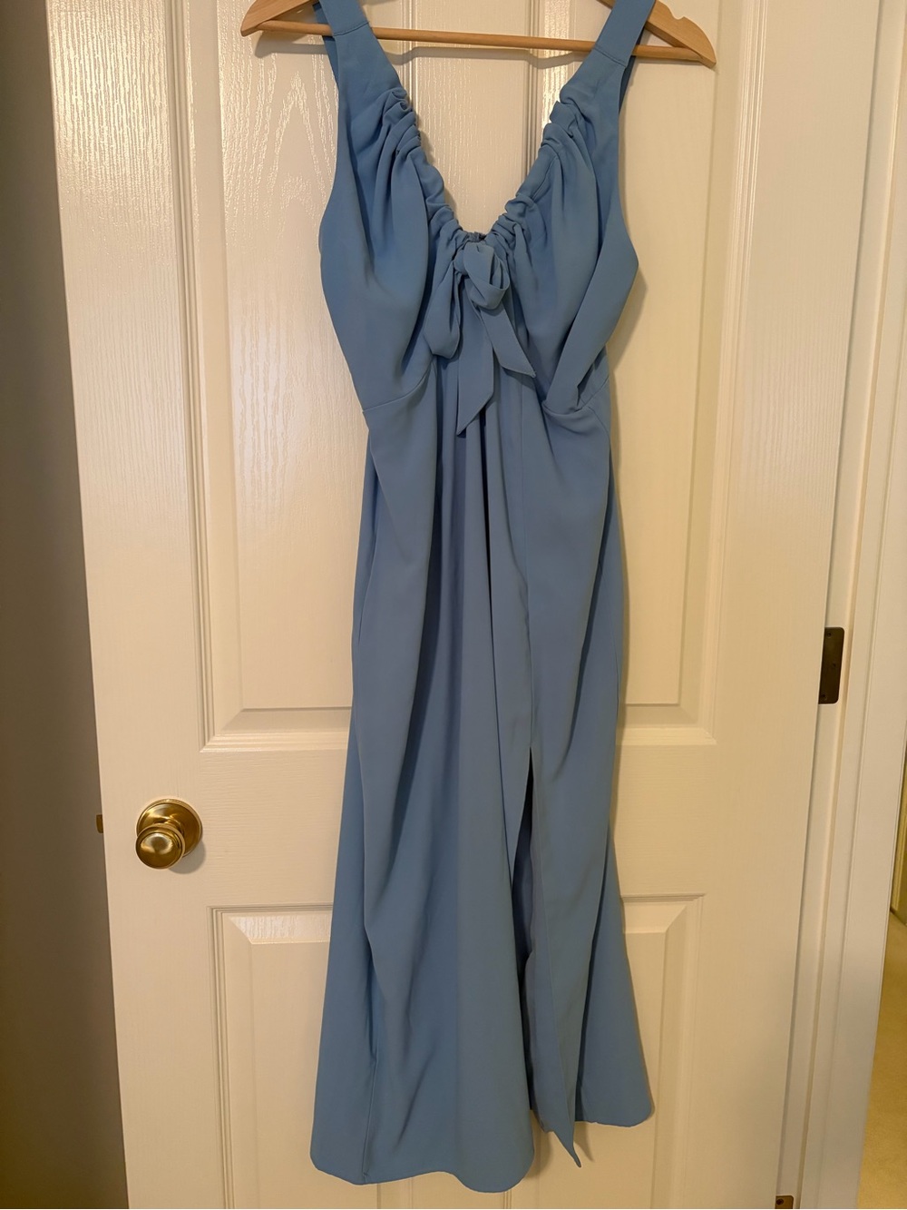 Abercrombie & Fitch Dusty Blue Twist-Front Maxi Dress